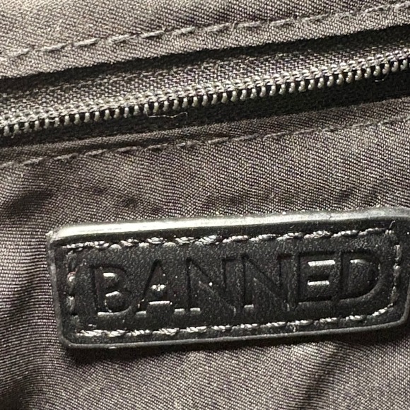 Banned Apparel Black Faux Leather Satchel Crossbody Bag Dark Academic Goth - Picture 5 of 8